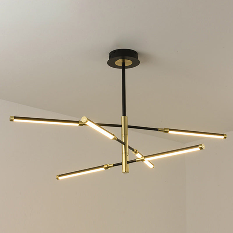 Simplicity Linear Chandelier Light Fixture Metal Living Room LED Chandelier Lamp