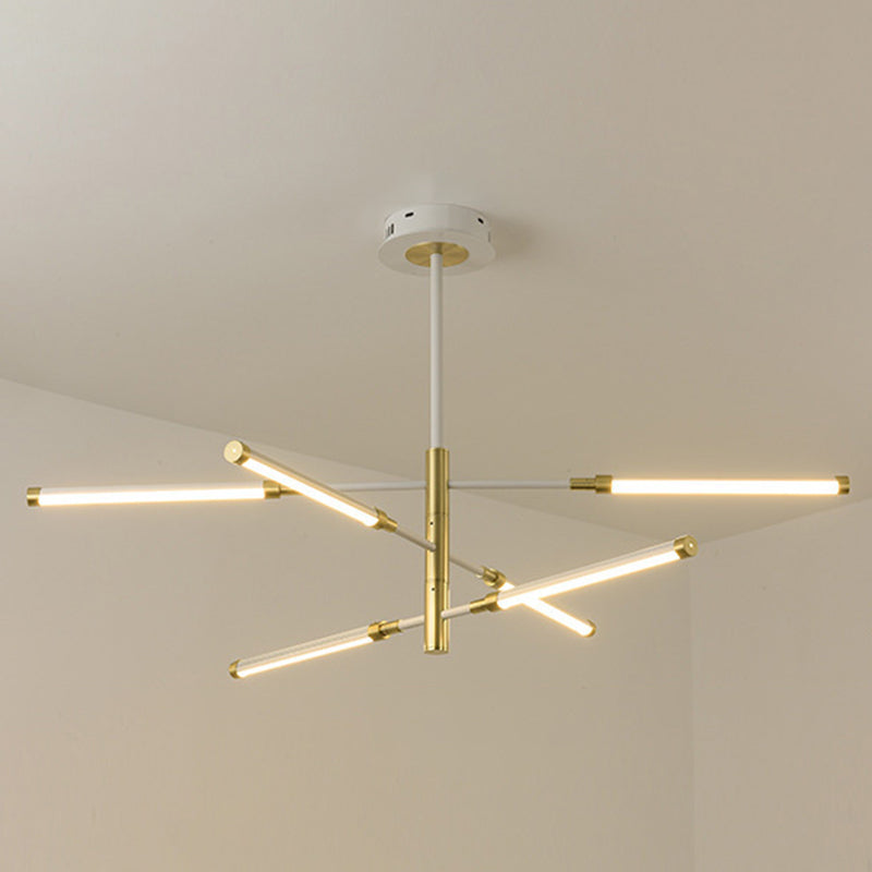 Simplicity Linear Chandelier Light Fixture Metal Living Room LED Chandelier Lamp