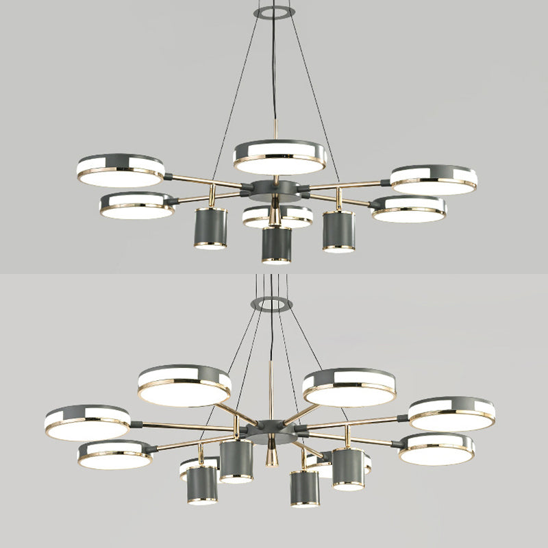 Sputnik LED Chandelier Creative Minimalist Acrylic Grey Hanging Light for Living Room