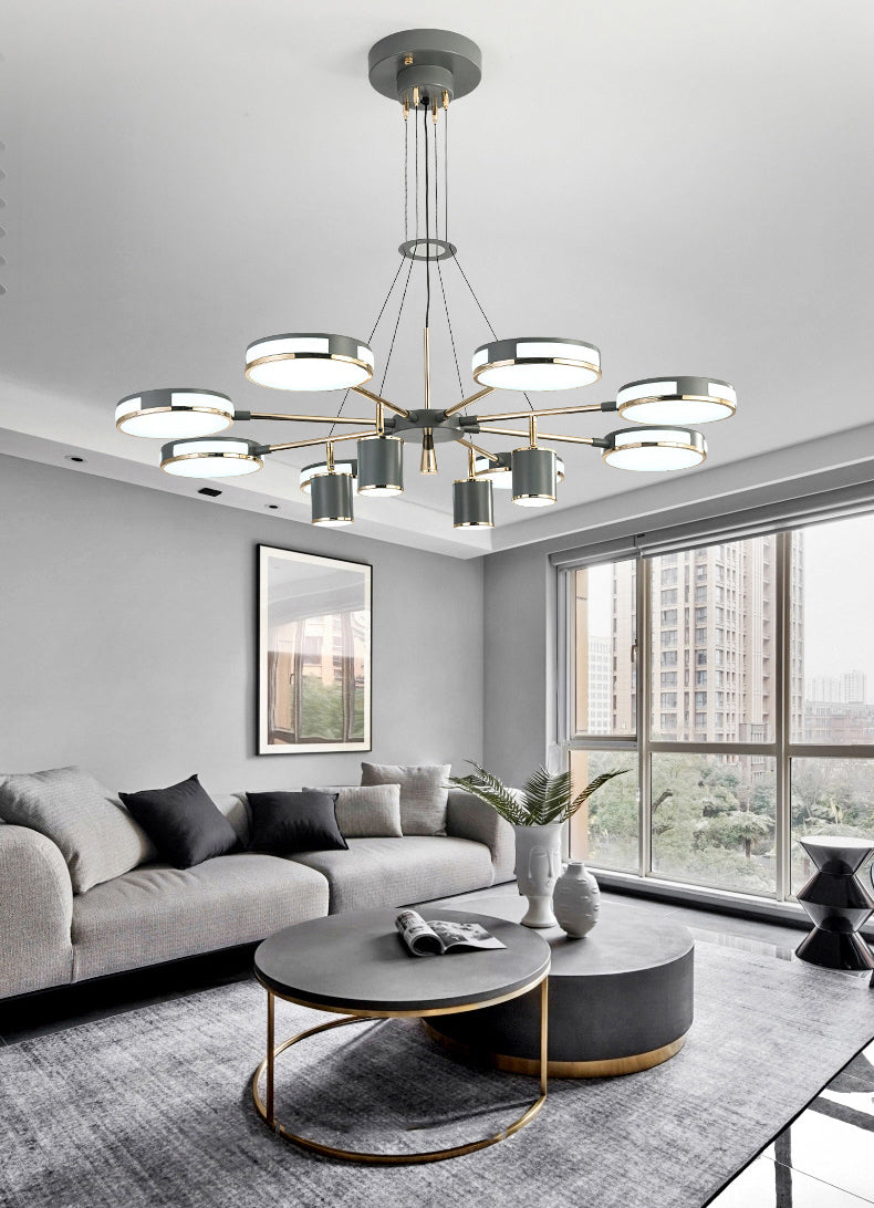 Sputnik LED Chandelier Creative Minimalist Acrylic Grey Hanging Light for Living Room