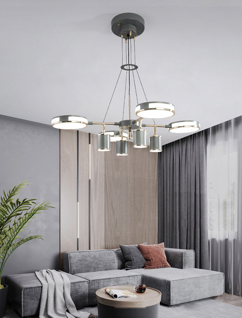 Sputnik LED Chandelier Creative Minimalist Acrylic Grey Hanging Light for Living Room