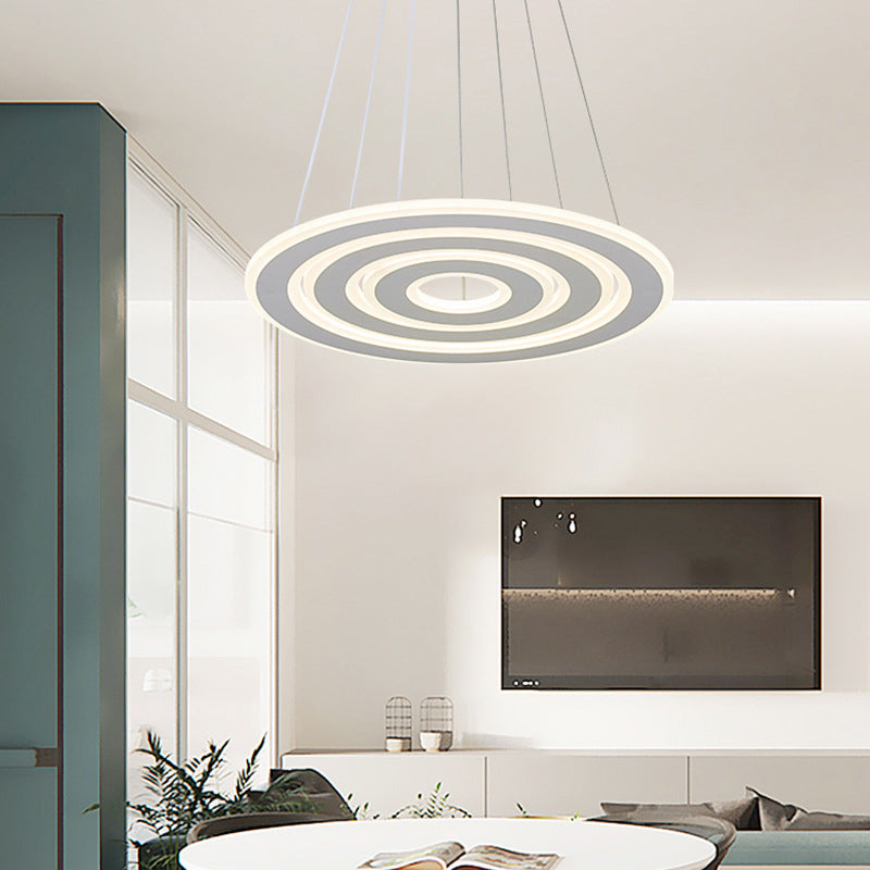 White O Chandelier Pendant Minimalist 3-Light Acrylic LED Ceiling Light for Dinner