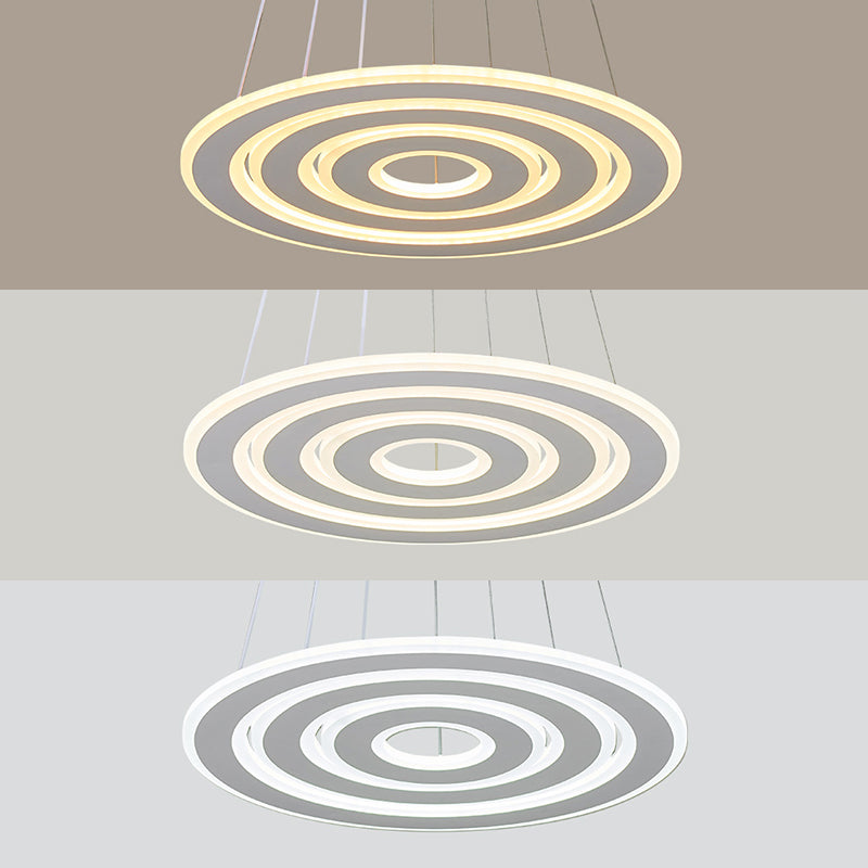 White O Chandelier Pendant Minimalist 3-Light Acrylic LED Ceiling Light for Dinner