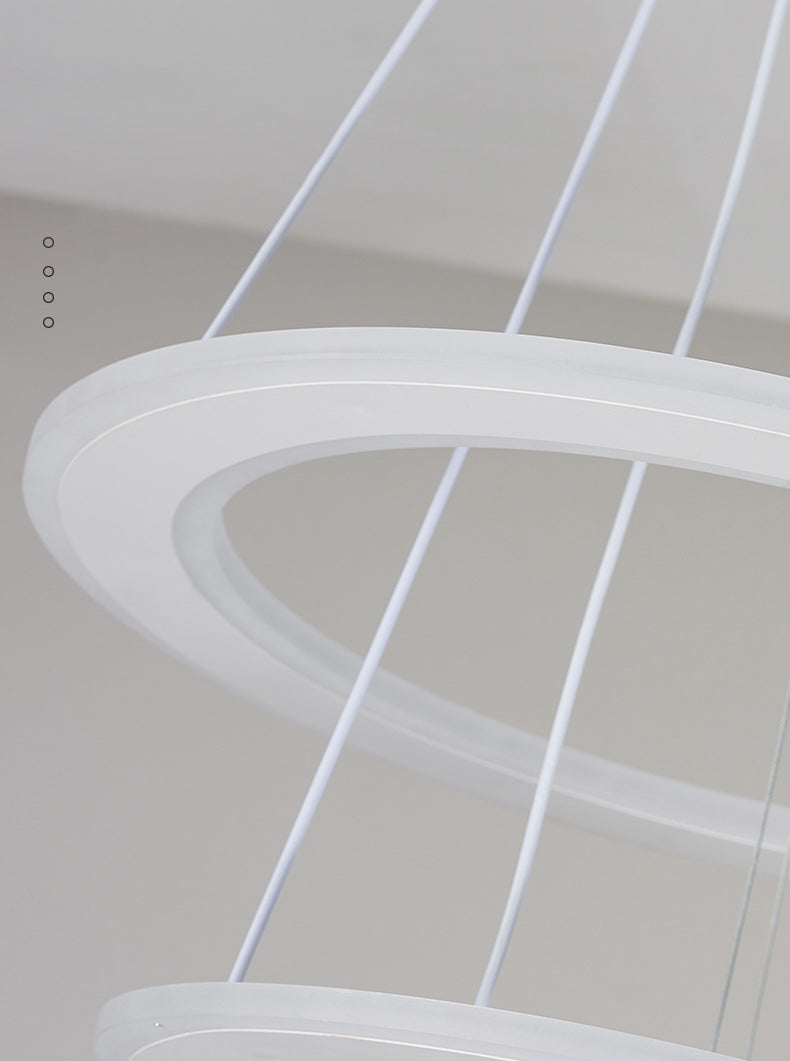 White O Chandelier Pendant Minimalist 3-Light Acrylic LED Ceiling Light for Dinner