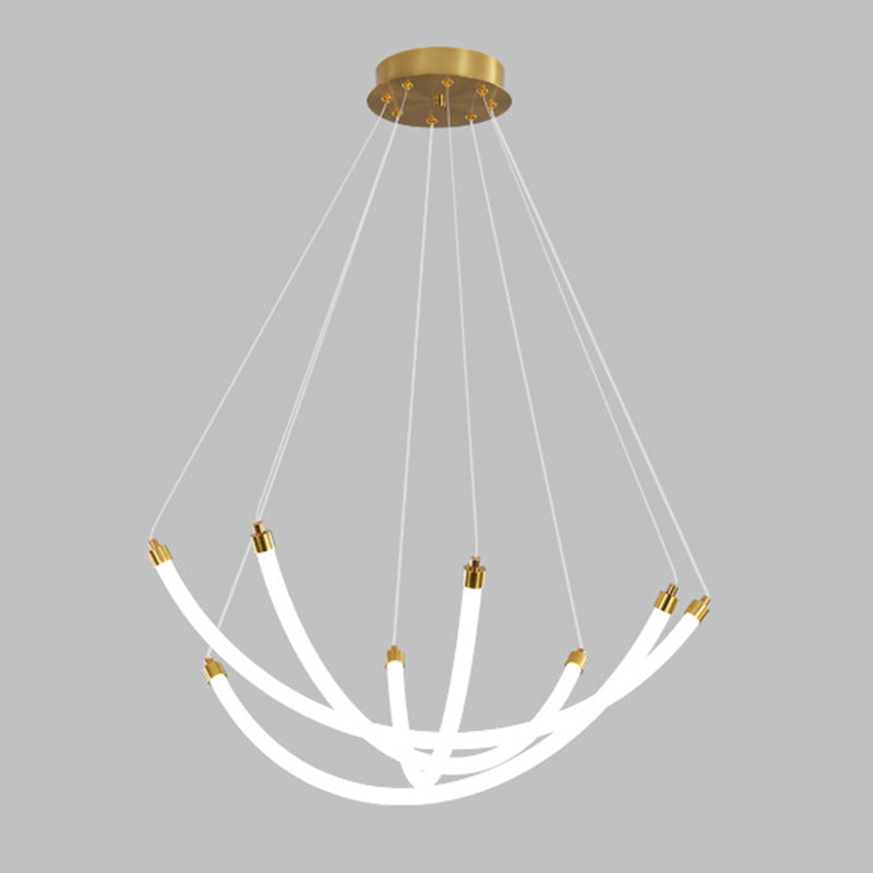 Acrylic Nest Shaped Chandelier Minimalistic Brass LED Pendant Light for Living Room