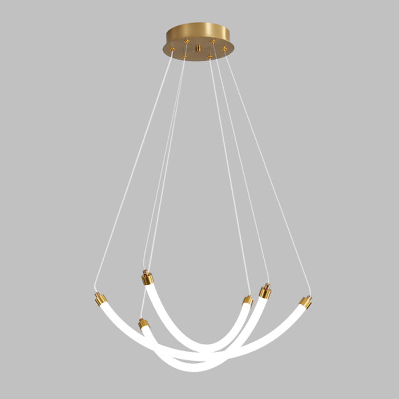 Acrylic Nest Shaped Chandelier Minimalistic Brass LED Pendant Light for Living Room