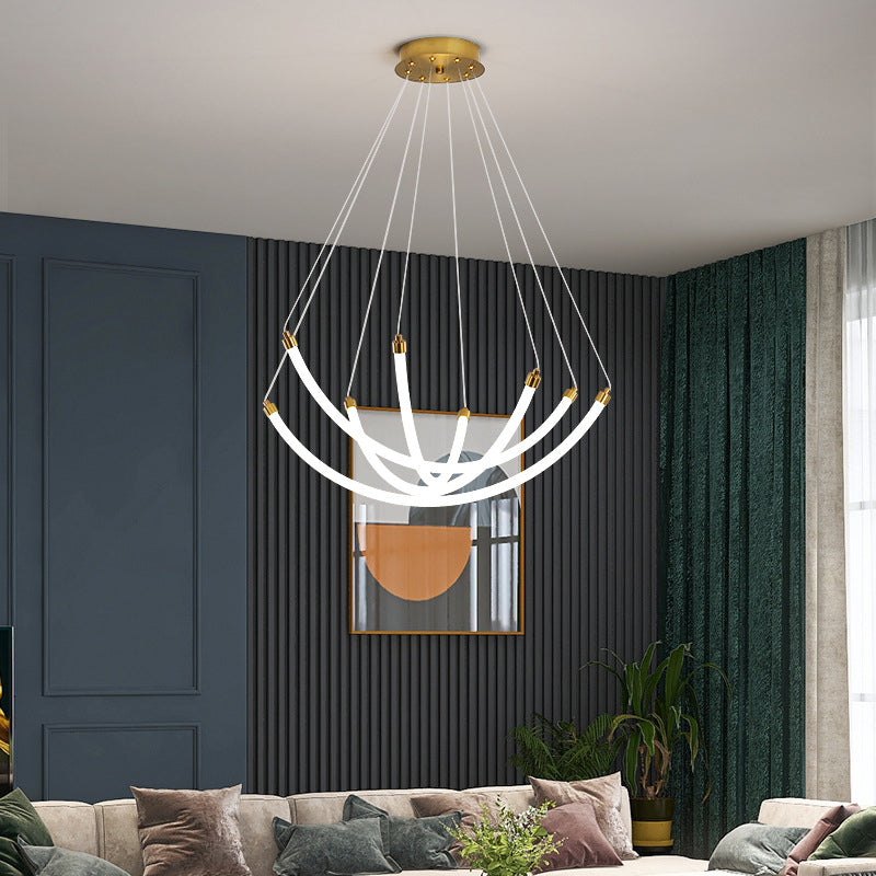 Acrylic Nest Shaped Chandelier Minimalistic Brass LED Pendant Light for Living Room