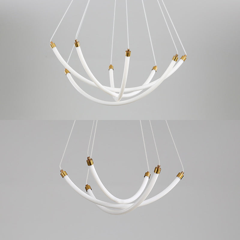 Acrylic Nest Shaped Chandelier Minimalistic Brass LED Pendant Light for Living Room