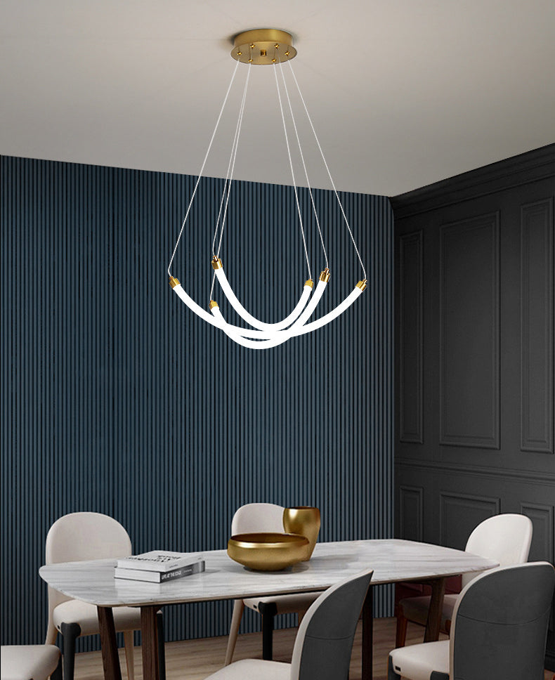 Acrylic Nest Shaped Chandelier Minimalistic Brass LED Pendant Light for Living Room