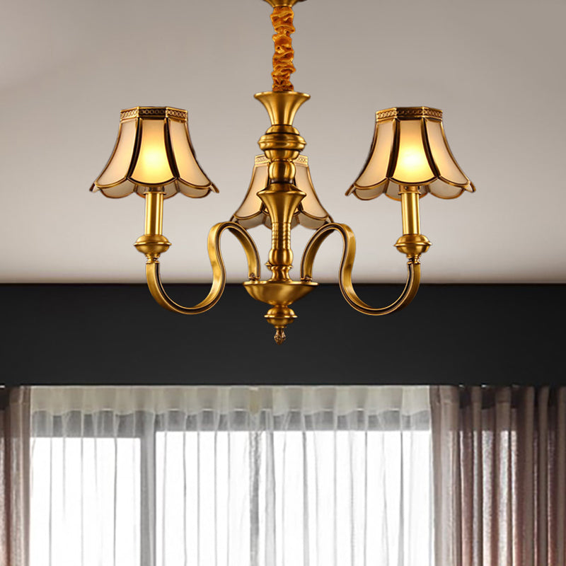 Acabado dorado lámpara de suspensión de techo radial colonialismo metal 3/5/6 cabezas de sala de estar araña colgante