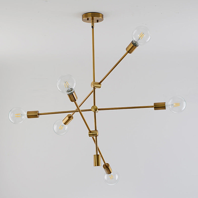 6-Lights Minimalism Metal Molecular Chandelier Lamp Nordic Style Open Bulb Design Dining Room Pendant