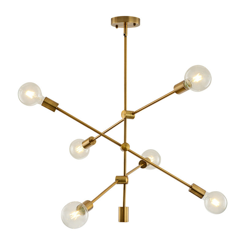 6-Lights Minimalism Metal Molecular Chandelier Lamp Nordic Style Open Bulb Design Dining Room Pendant