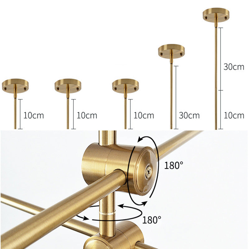 6-Lights Minimalism Metal Molecular Chandelier Lamp Nordic Style Open Bulb Design Dining Room Pendant