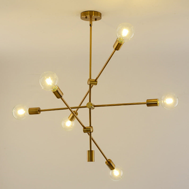 6-Lights Minimalism Metal Molecular Chandelier Lamp Nordic Style Open Bulb Design Dining Room Pendant