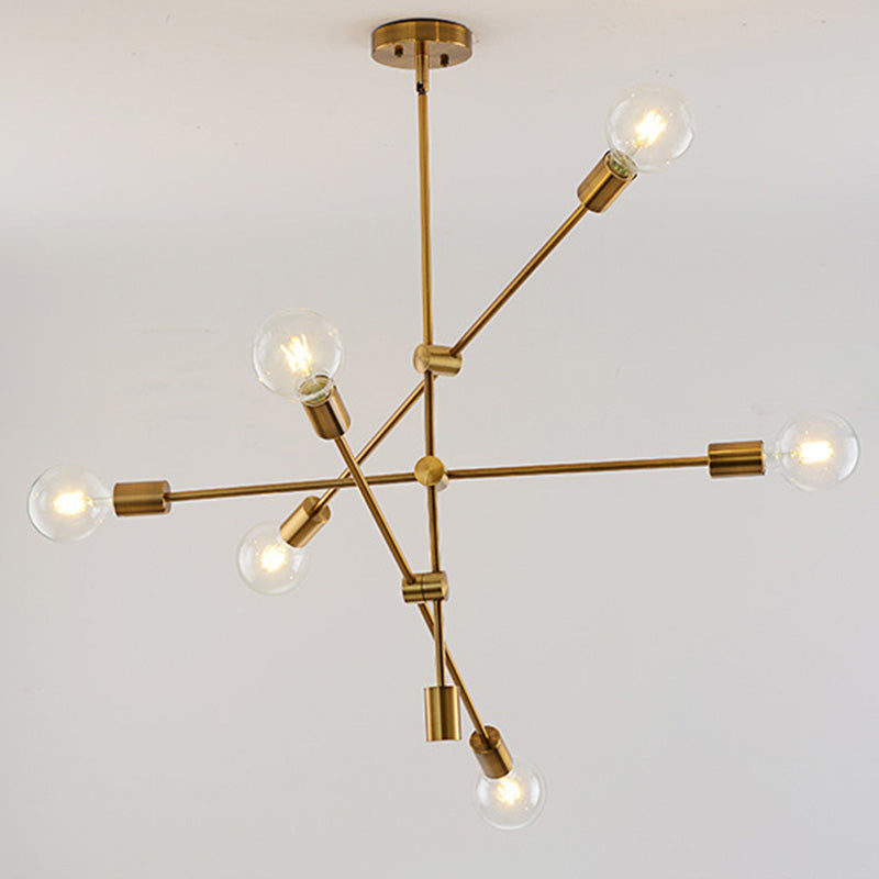 6-Lights Minimalism Metal Molecular Chandelier Lamp Nordic Style Open Bulb Design Dining Room Pendant