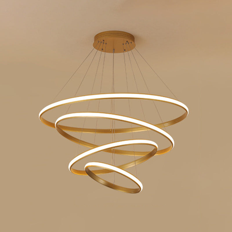 Luce a sospensione ad anello luminoso esterno Simplicità lampadario della hall in metallo in oro