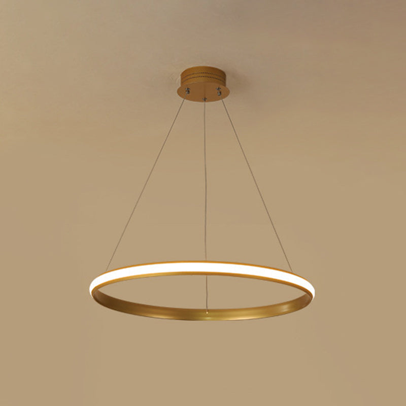 Luce a sospensione ad anello luminoso esterno Simplicità lampadario della hall in metallo in oro