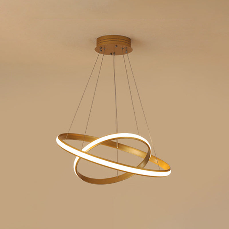 Luce a sospensione ad anello luminoso esterno Simplicità lampadario della hall in metallo in oro