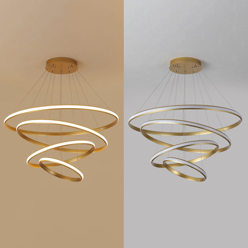 Luce a sospensione ad anello luminoso esterno Simplicità lampadario della hall in metallo in oro