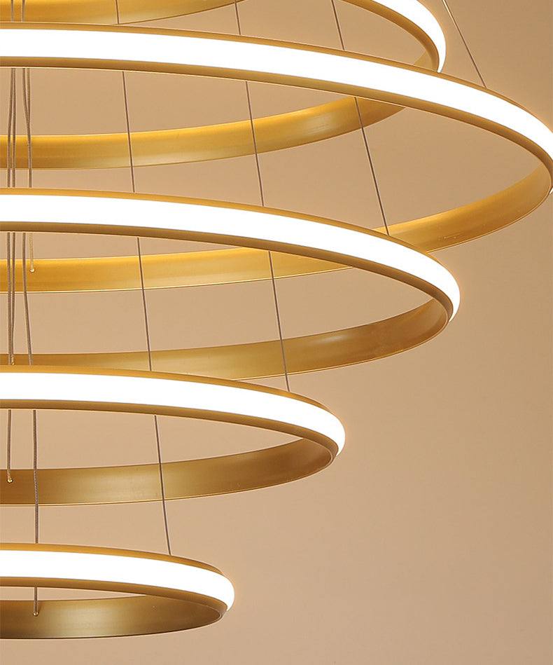 Luce a sospensione ad anello luminoso esterno Simplicità lampadario della hall in metallo in oro