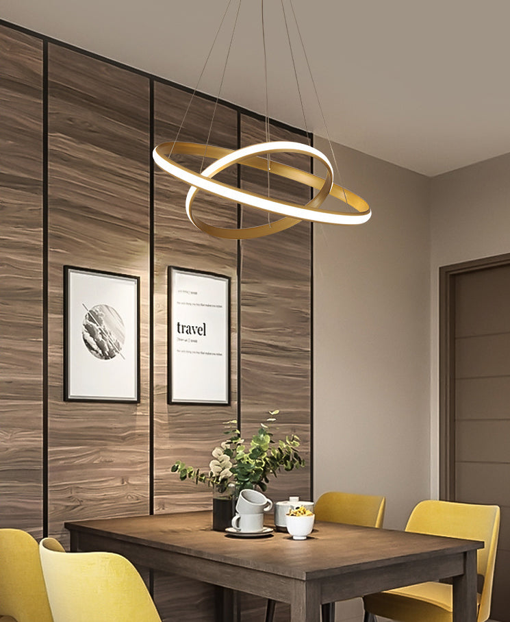 Luce a sospensione ad anello luminoso esterno Simplicità lampadario della hall in metallo in oro