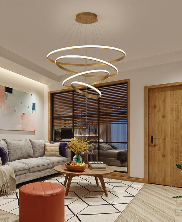 Luce a sospensione ad anello luminoso esterno Simplicità lampadario della hall in metallo in oro