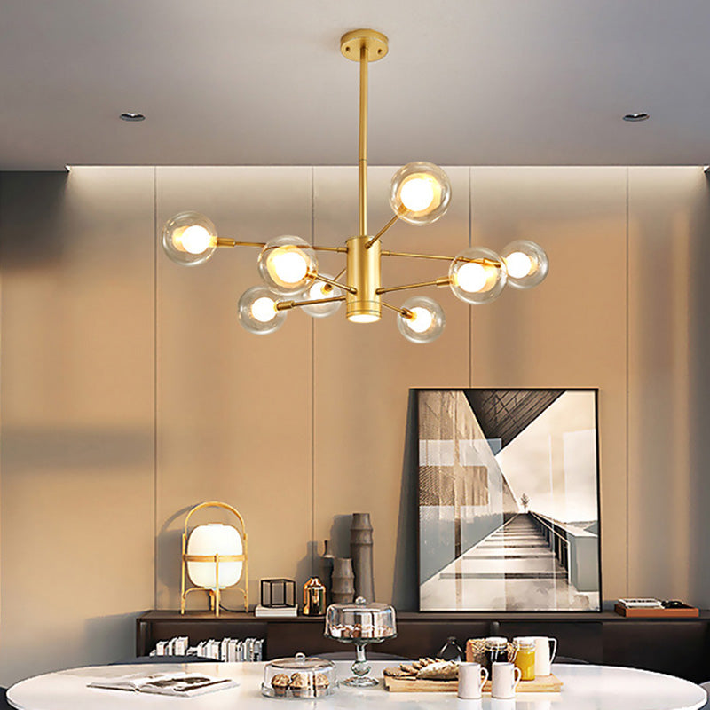 Nordic Style Simplicity Ceiling Pendant with Spotlight Design Transparent Glass Ball Chandelier for Living Room