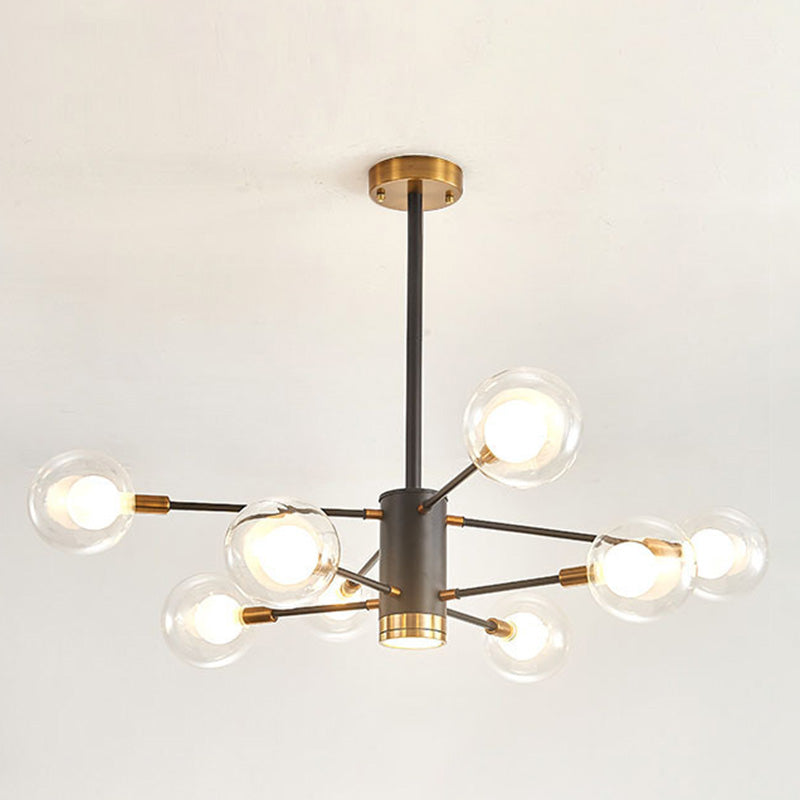 Nordic Style Simplicity Ceiling Pendant with Spotlight Design Transparent Glass Ball Chandelier for Living Room