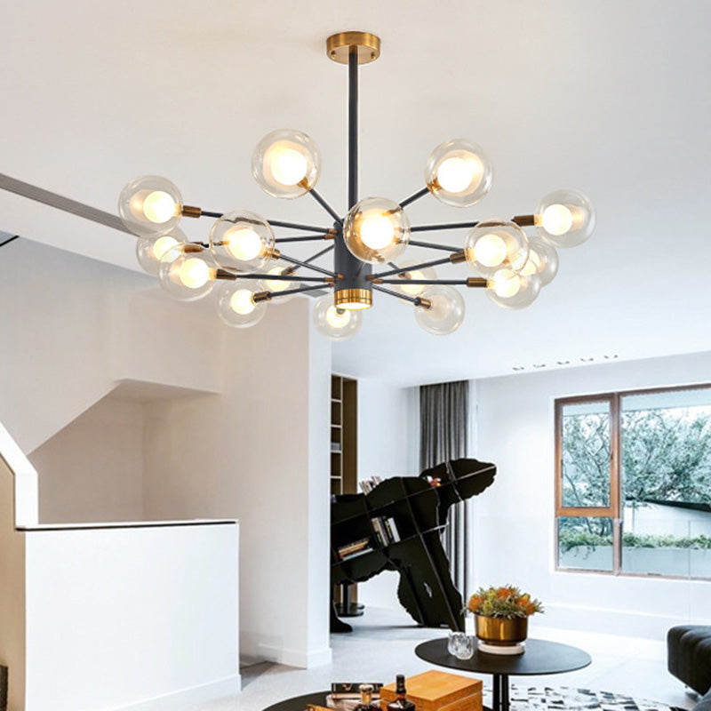 Nordic Style Simplicity Ceiling Pendant with Spotlight Design Transparent Glass Ball Chandelier for Living Room