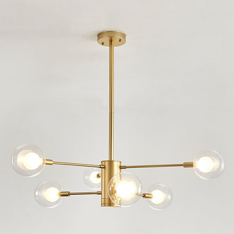 Nordic Style Simplicity Ceiling Pendant with Spotlight Design Transparent Glass Ball Chandelier for Living Room