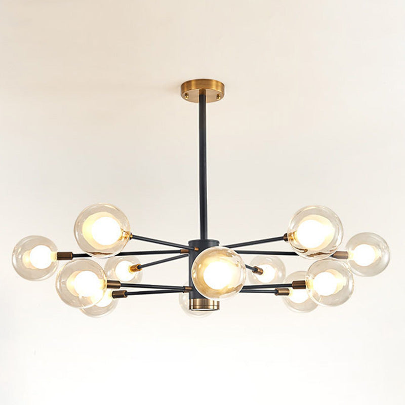 Nordic Style Simplicity Ceiling Pendant with Spotlight Design Transparent Glass Ball Chandelier for Living Room