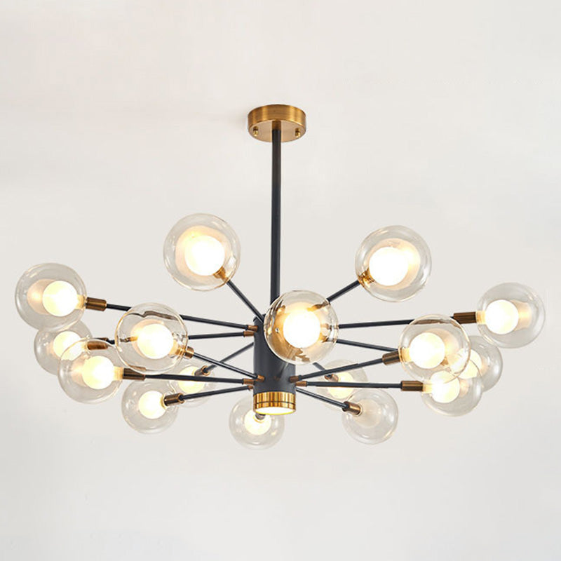 Nordic Style Simplicity Ceiling Pendant with Spotlight Design Transparent Glass Ball Chandelier for Living Room