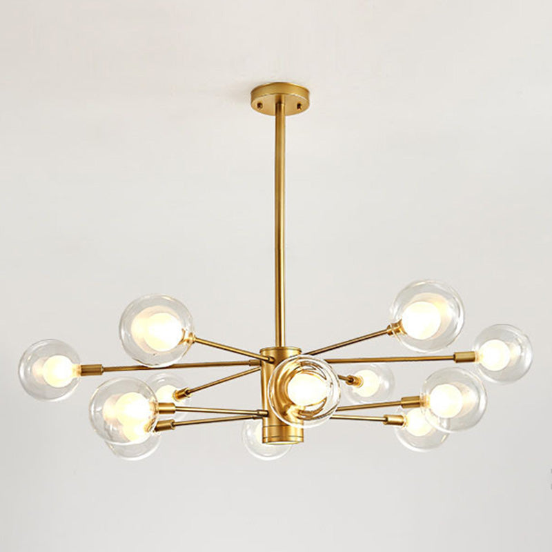 Nordic Style Simplicity Ceiling Pendant with Spotlight Design Transparent Glass Ball Chandelier for Living Room