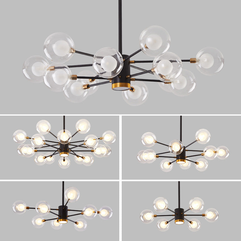 Nordic Style Simplicity Ceiling Pendant with Spotlight Design Transparent Glass Ball Chandelier for Living Room