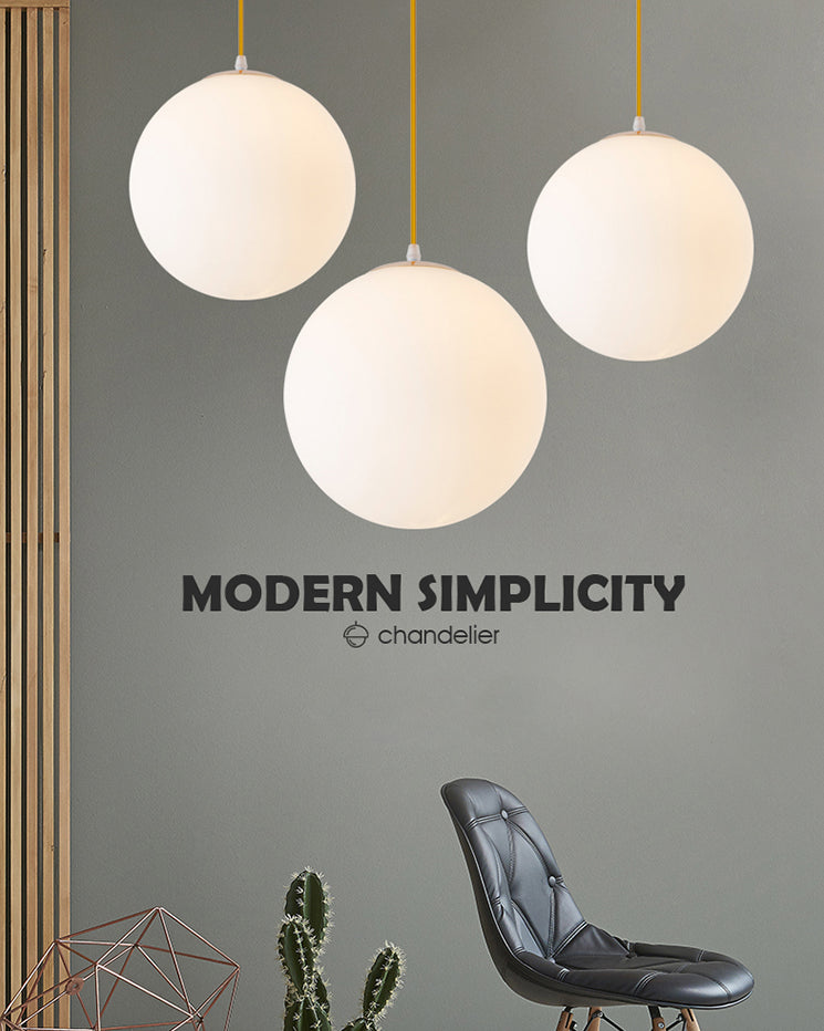 Globe Ceiling Pendant Light Simplicity Glass Dinning Room Pendant Light Kit in White