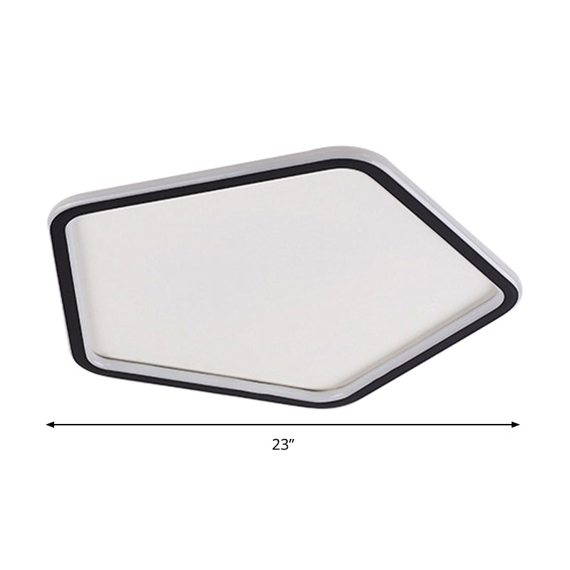 Plafonnier pentagonal acrylique, lumière chaude / blanche encastrée LED noire minimale, 15 "/ 19" / 23 "de large