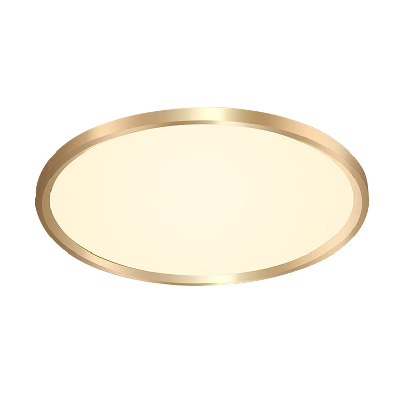 Gold Disk Flush Mount Lighting Simple Style Metal LED Ceiling Light in Warm/White Light, 12"/16"/19.5" Wide
