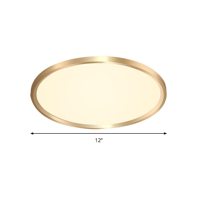 Gold Disk Flush Mount Lighting Simple Style Metal LED Ceiling Light in Warm/White Light, 12"/16"/19.5" Wide