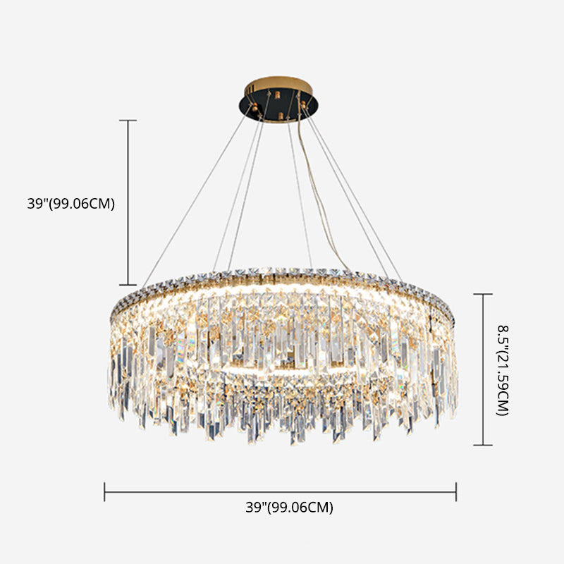 K9 Crystal Iasphicle Luz colgante Luxurious Modern Brass LED LED para sala de estar