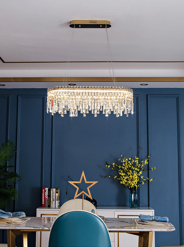 K9 Crystal Iasphicle Luz colgante Luxurious Modern Brass LED LED para sala de estar