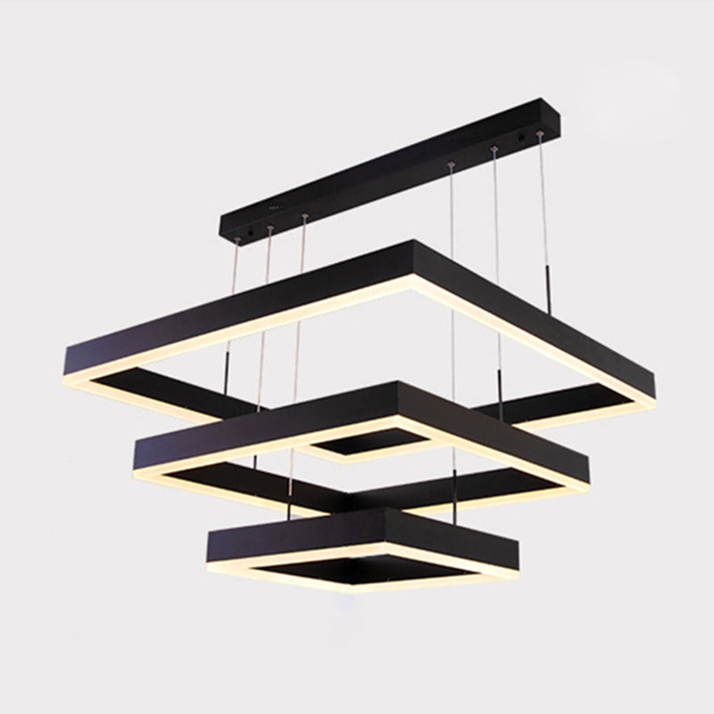 Accesorios de iluminación de lámparas cuadradas modernas araña de metal