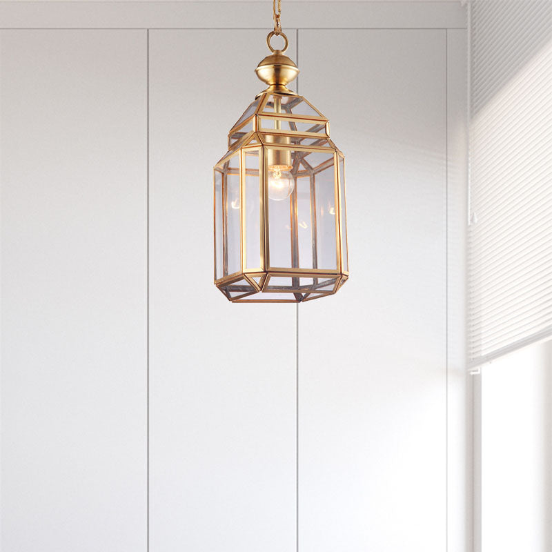 Lantern Clear Glass Suspension Light Colonialist Single Bulb Dining Room Pendant Lamp