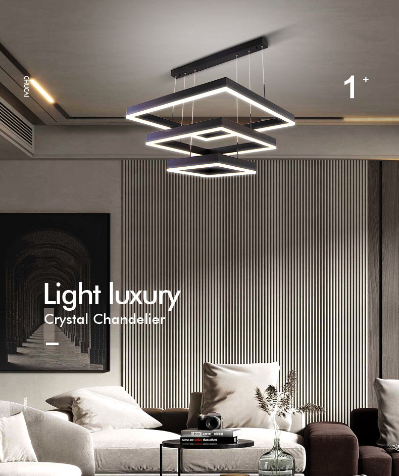 Accesorios de iluminación de lámparas cuadradas modernas araña de metal