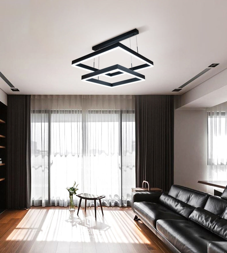 Accesorios de iluminación de lámparas cuadradas modernas araña de metal