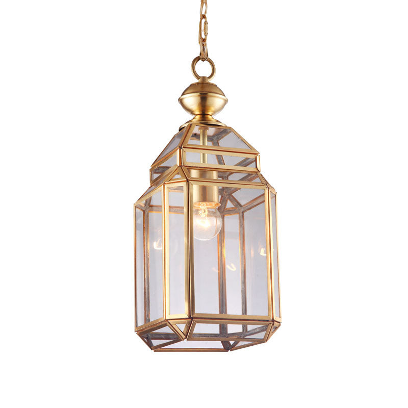 Lantern Clear Glass Suspension Light Colonialist Single Bulb Dining Room Pendant Lamp