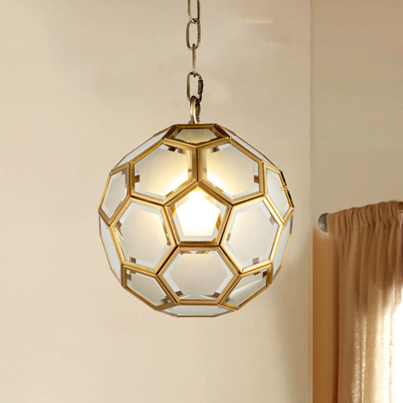 White Glass Ball Ceiling Lamp Colonial 1 Head Bedroom Suspension Pendant Light