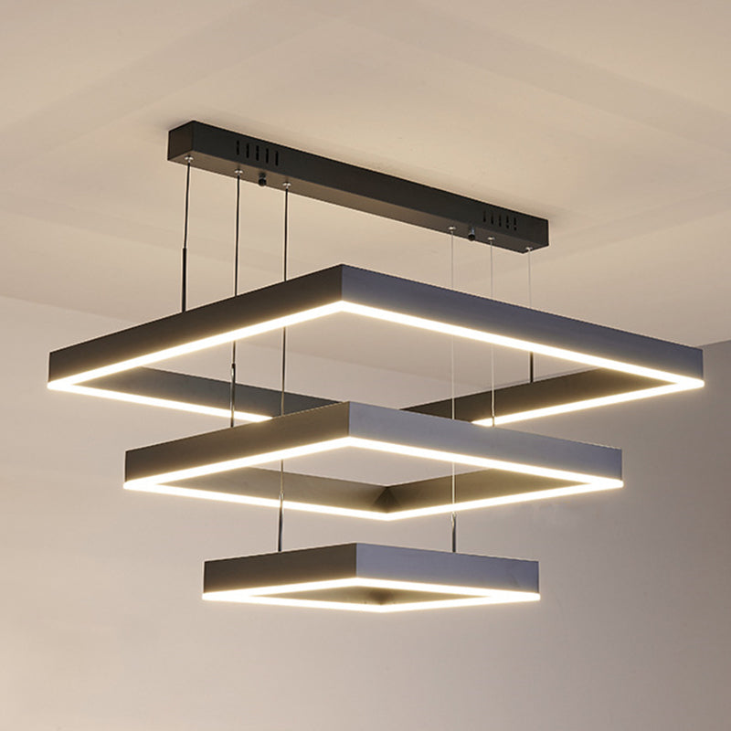 Moderne eenvoud kwadraat hanglager kroonluchter acrylhangende lamp voor woonkamer