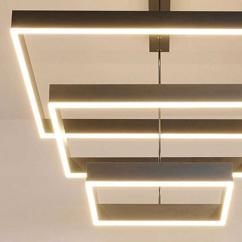 Moderne eenvoud kwadraat hanglager kroonluchter acrylhangende lamp voor woonkamer