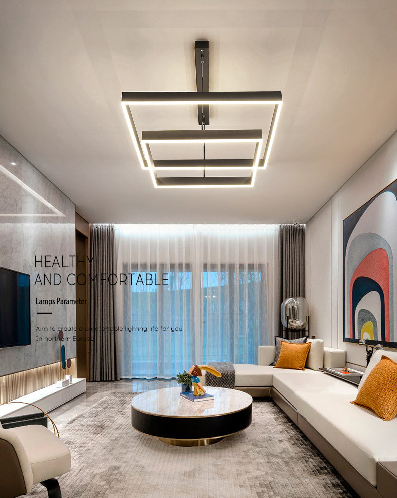 Moderne eenvoud kwadraat hanglager kroonluchter acrylhangende lamp voor woonkamer