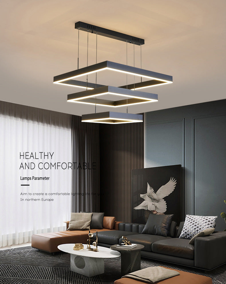 Moderne eenvoud kwadraat hanglager kroonluchter acrylhangende lamp voor woonkamer